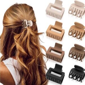 NWT 8 Pack Elegant Hair Claw Clip Set - Black, Brown, Tan, Cream
